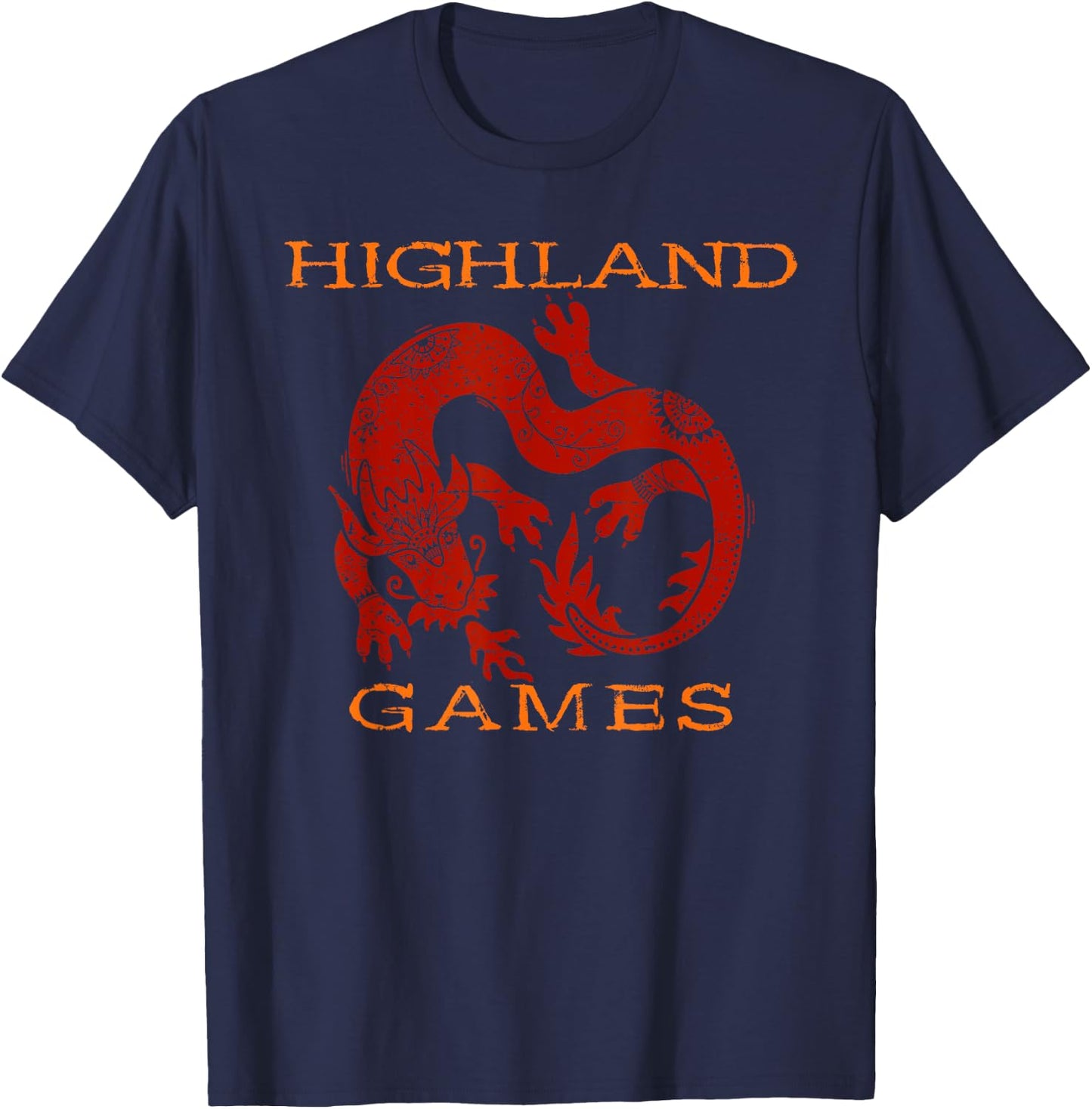 Scottish Highland Games With Dragon T-Shirt - T-Shirt | Navy