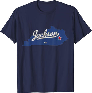 Jackson Kentucky KY Map T-Shirt - T-Shirt | Navy