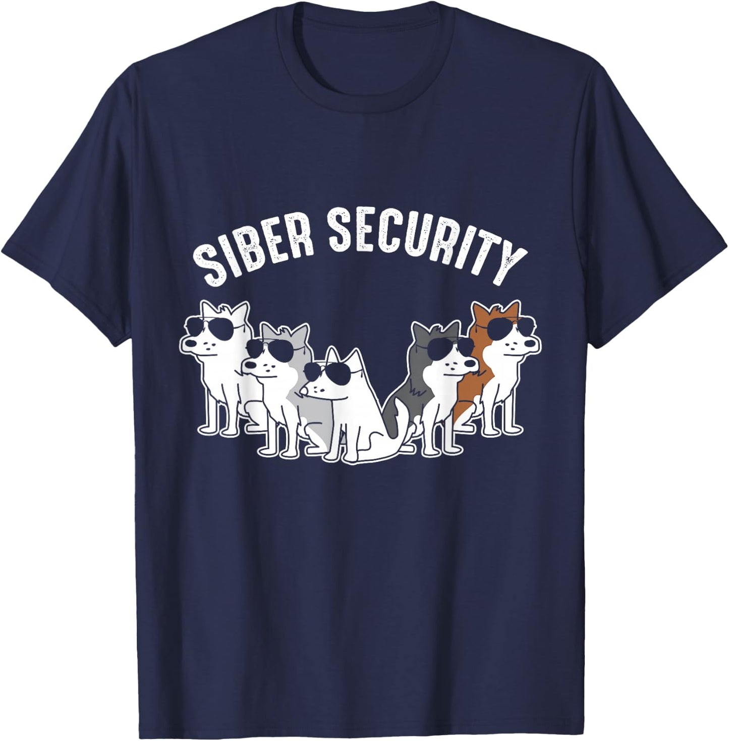 Siberian Husky Siber Security Crew T-Shirt - T-Shirt | Navy