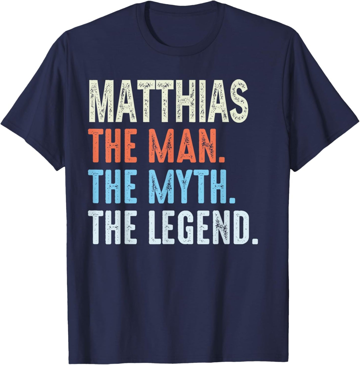 Matthias The Legend Name Personalized Cute Idea Men Vintage T-Shirt - T-Shirt | Navy