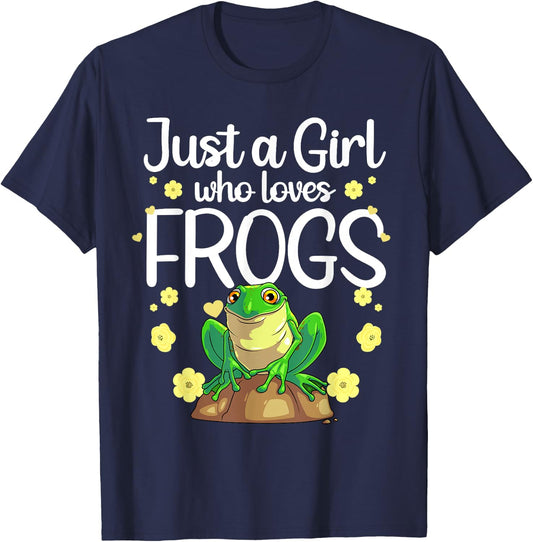 Cool Frog Girls Kids Toad Frog Lovers Zookeeper T-Shirt - T-Shirt | Navy