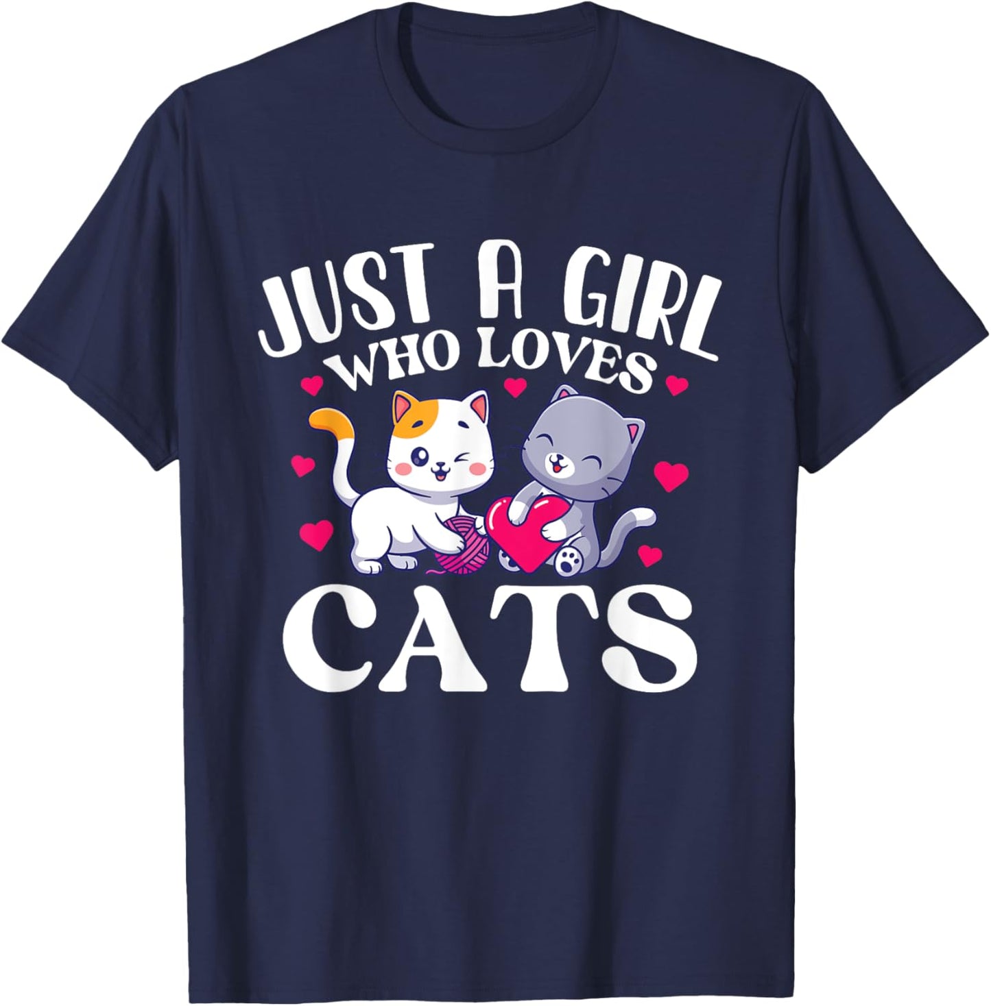 Just A Girl Who Loves Cats - Cat Lover Kitten Owner Kitty T-Shirt - T-Shirt | Navy