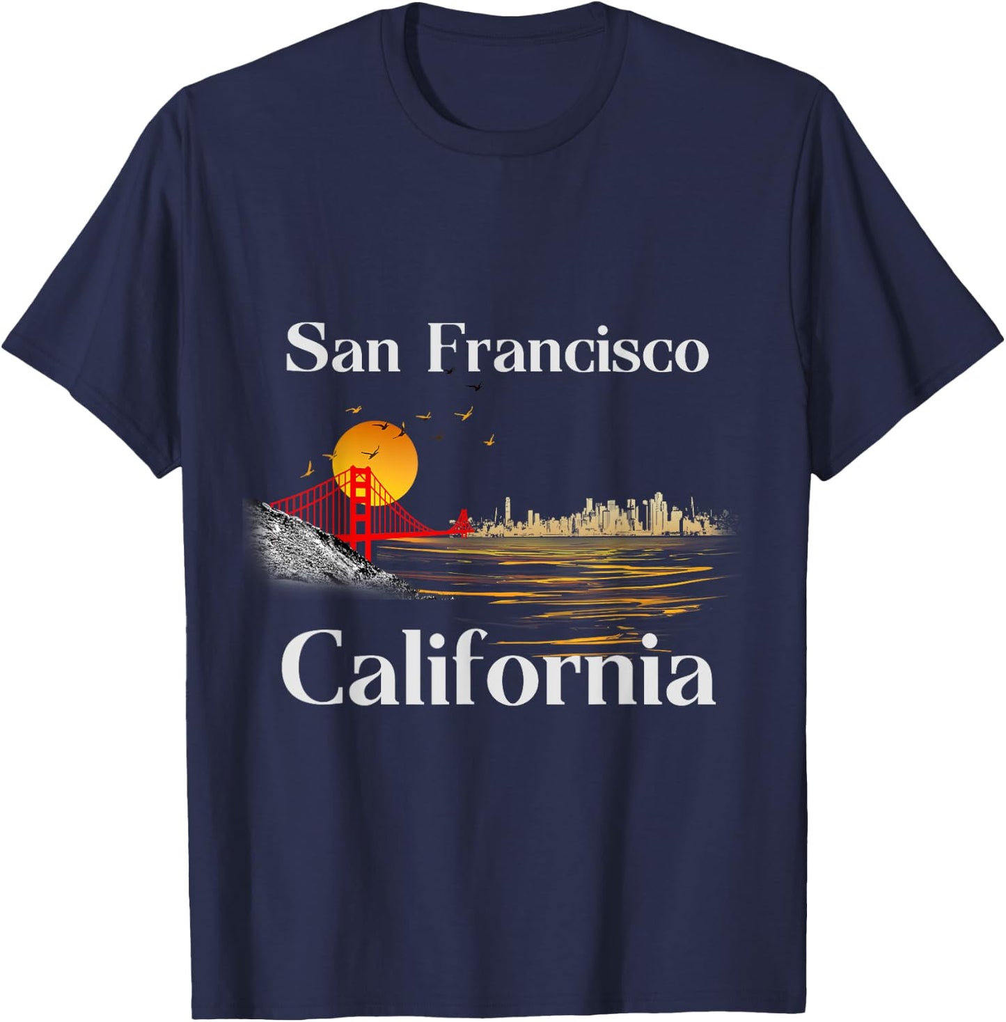 San Francisco California Cityscape Men Women and Youth T-Shirt - T-Shirt | Navy