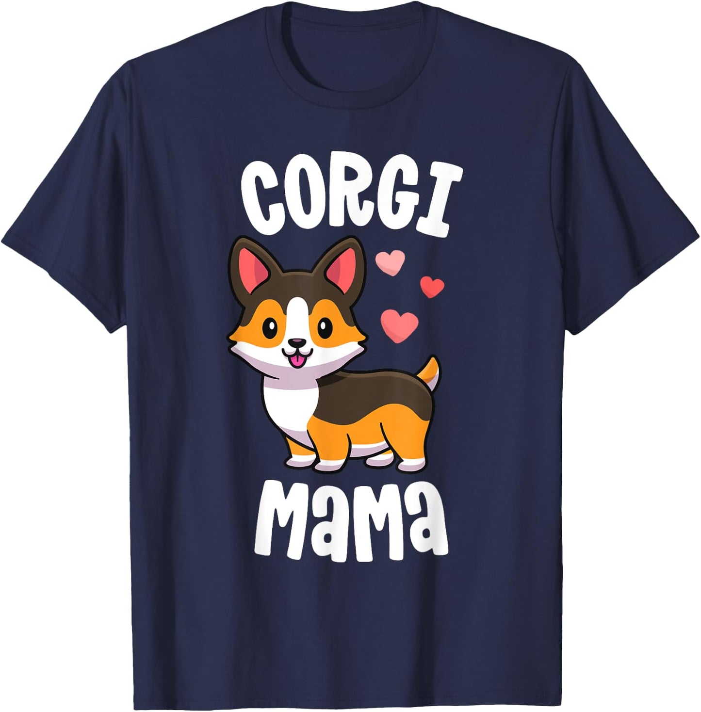 Corgi Mom Shirts Dog Mama Red Tricolour Corgi T-Shirt - T-Shirt | Navy