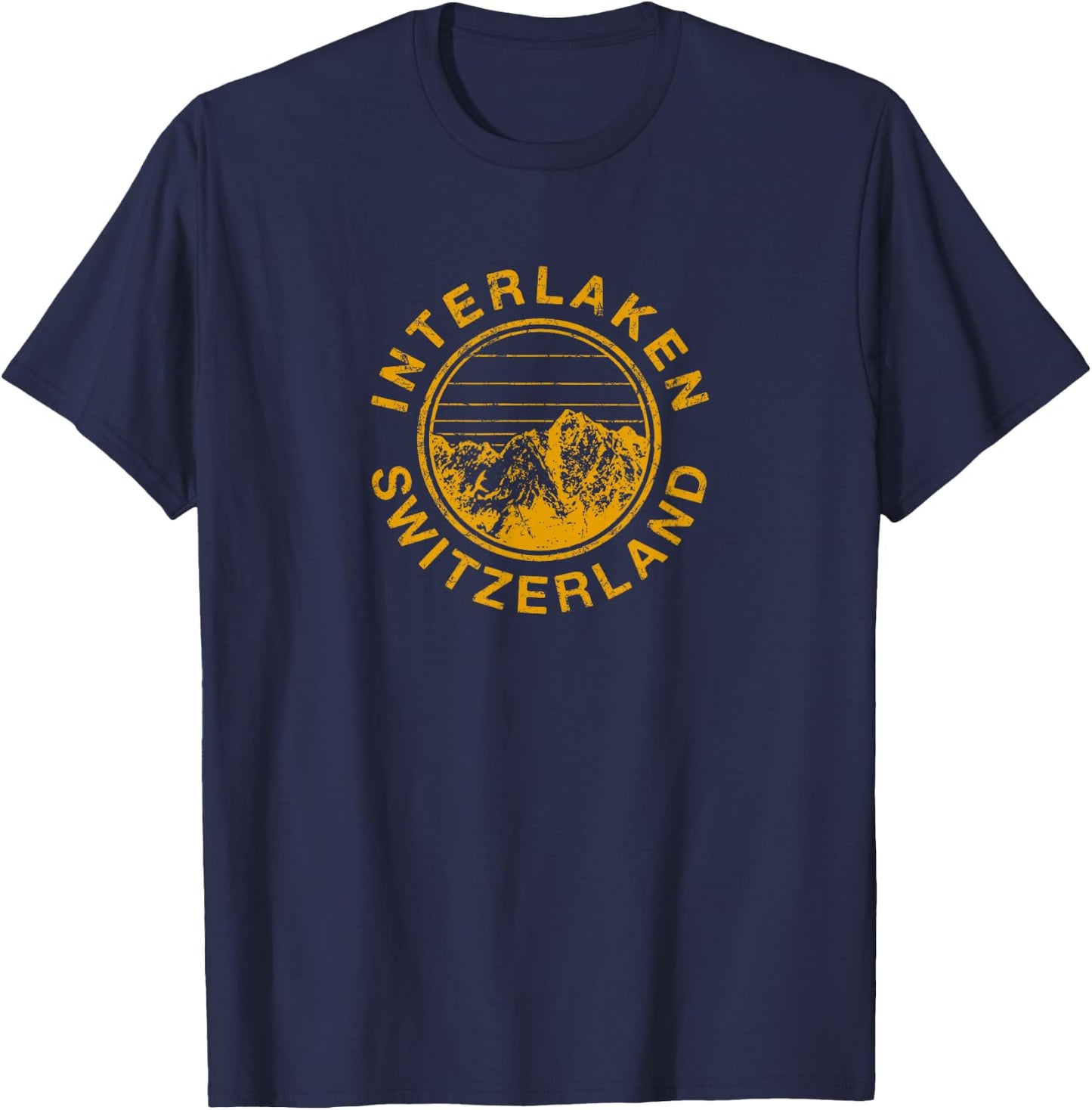 Interlaken Switzerland Swiss Retro Ski Vintage T-Shirt - T-Shirt | Navy
