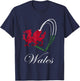 Welsh Dragon Wales Welsh Roots Welsh Flag Heart Ddraig Goch T-Shirt - T-Shirt | Navy