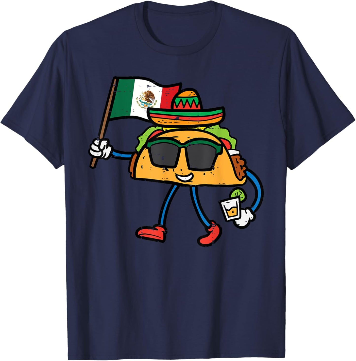 Taco Mexico Flag Cinco De Mayo Mexican Independence Day T-Shirt - T-Shirt | Navy