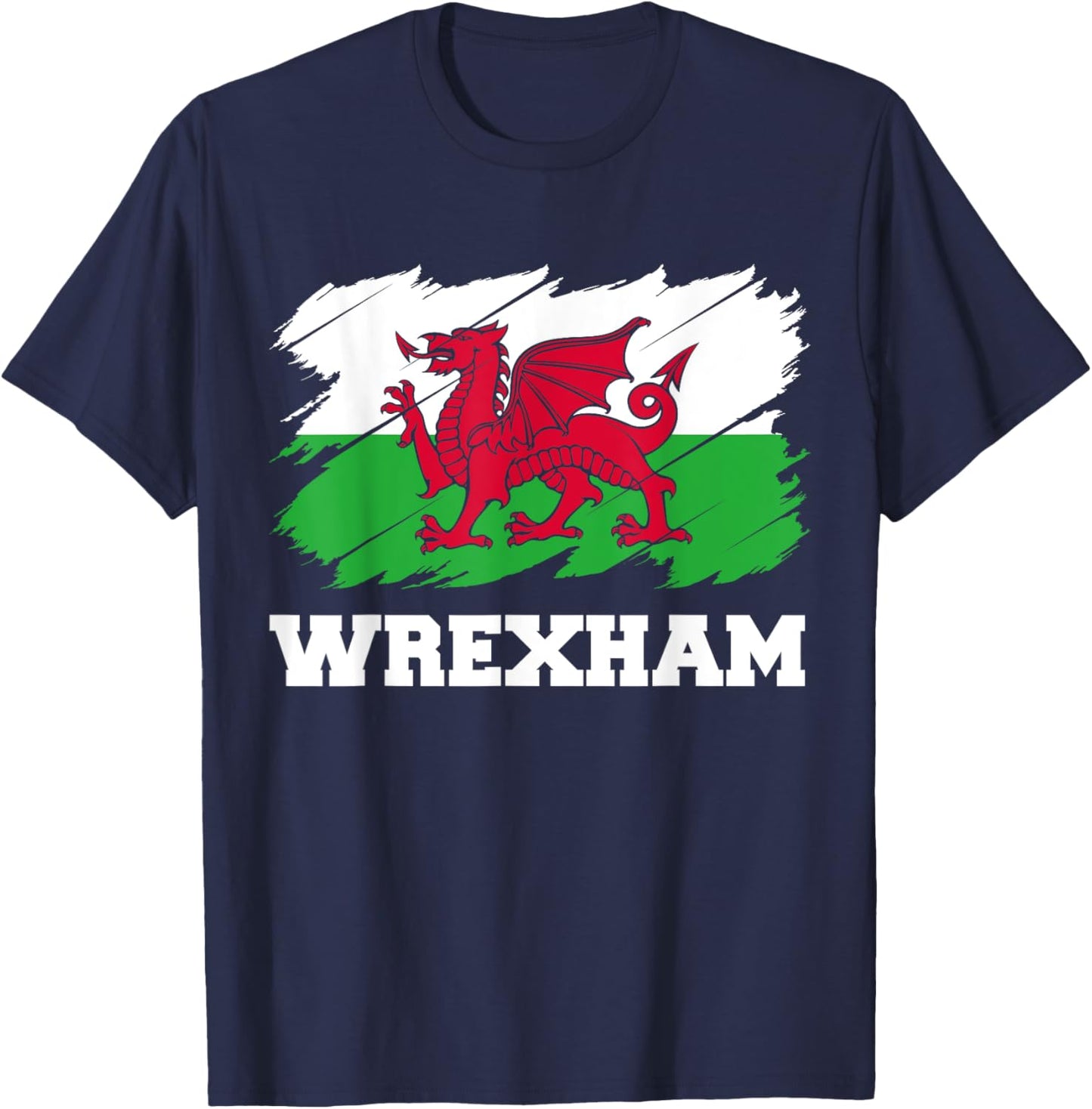 Wrexham Wales City Cymru, Welsh Flag Dragon T-Shirt - T-Shirt | Navy