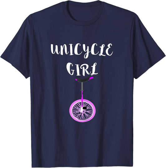 Unicycle Girl Unicyclist Monocycle Self Balancing Artist T-Shirt - T-Shirt | Navy