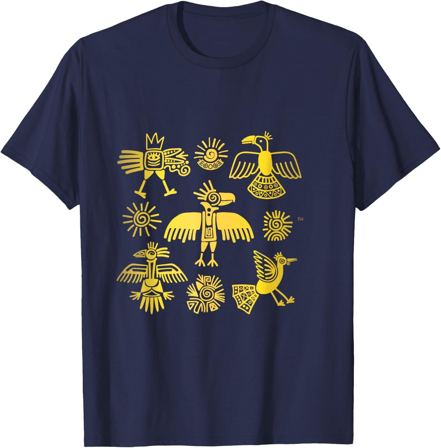 Ancient Ethnic Aztec Birds Symbol People Civilization Gift T-Shirt - T-Shirt | Navy