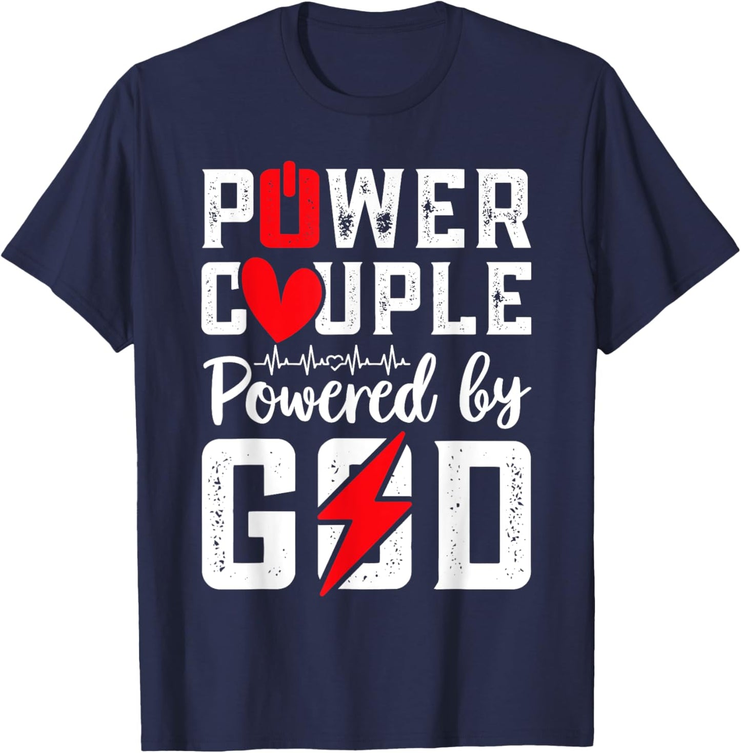 Power Couple Christian Couple Matching Christ Jesus Faith Fa , Small, Black T-Shirt - T-Shirt | Navy