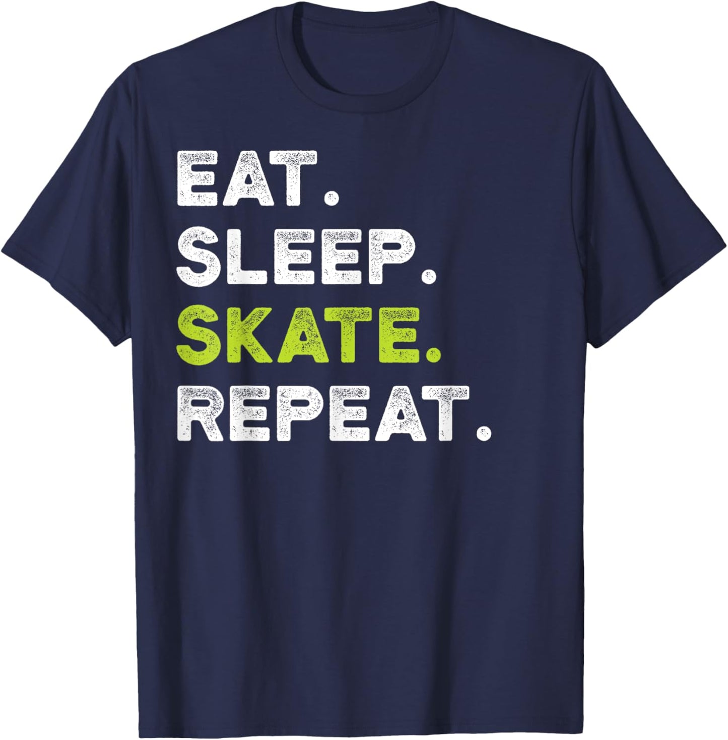 Eat Sleep Skate Repeat Skating Skater Ice Roller Funny Retro T-Shirt - T-Shirt | Navy