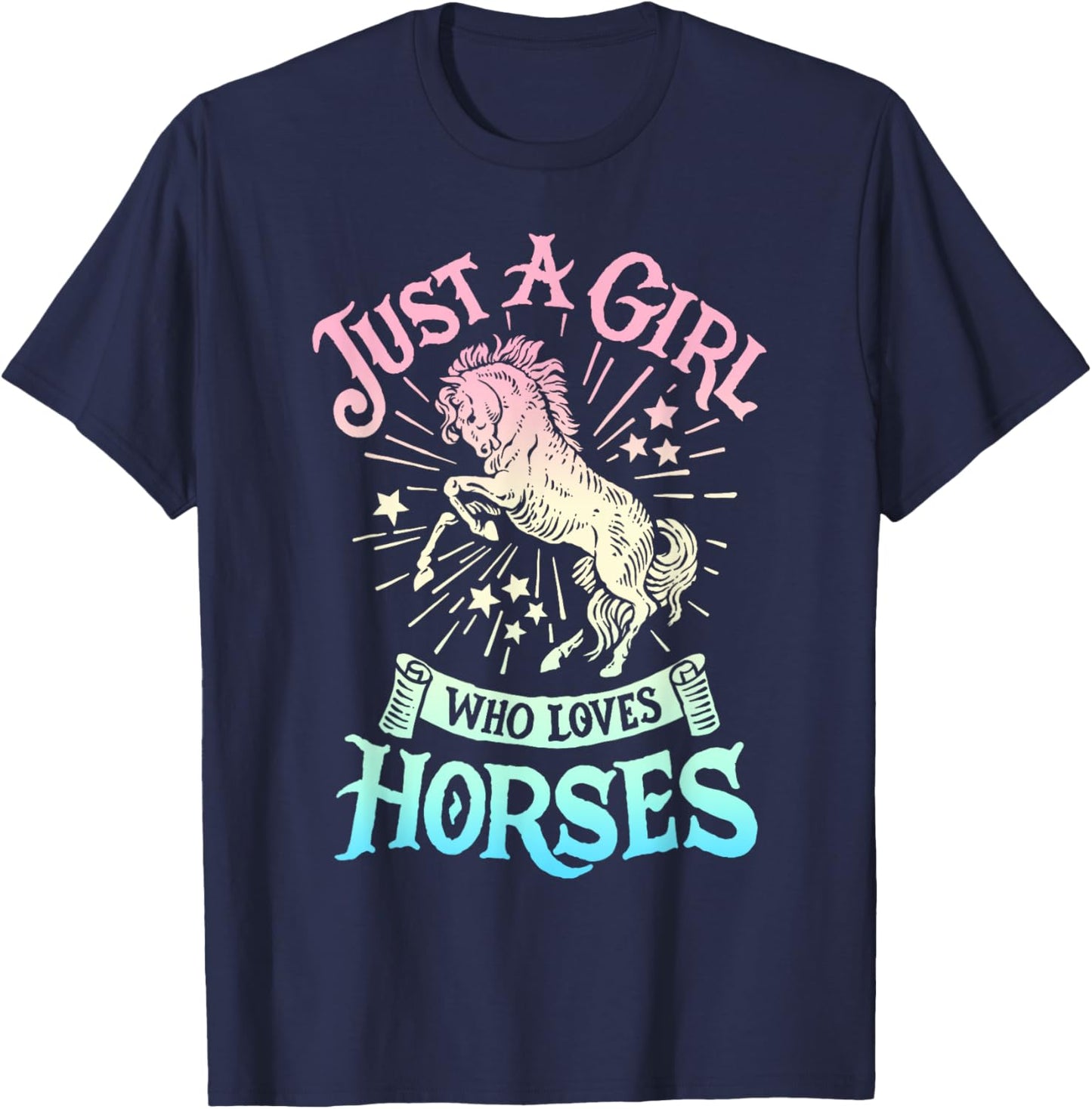 Horse Just A Girl Who Loves Horseback Riding Equestrian Farm T-Shirt - T-Shirt | Navy