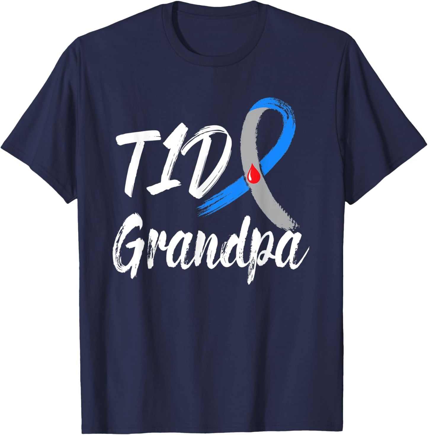 TD1 Grandpa Type 1 Diabetes Awareness Gifts T-Shirt - T-Shirt | Navy