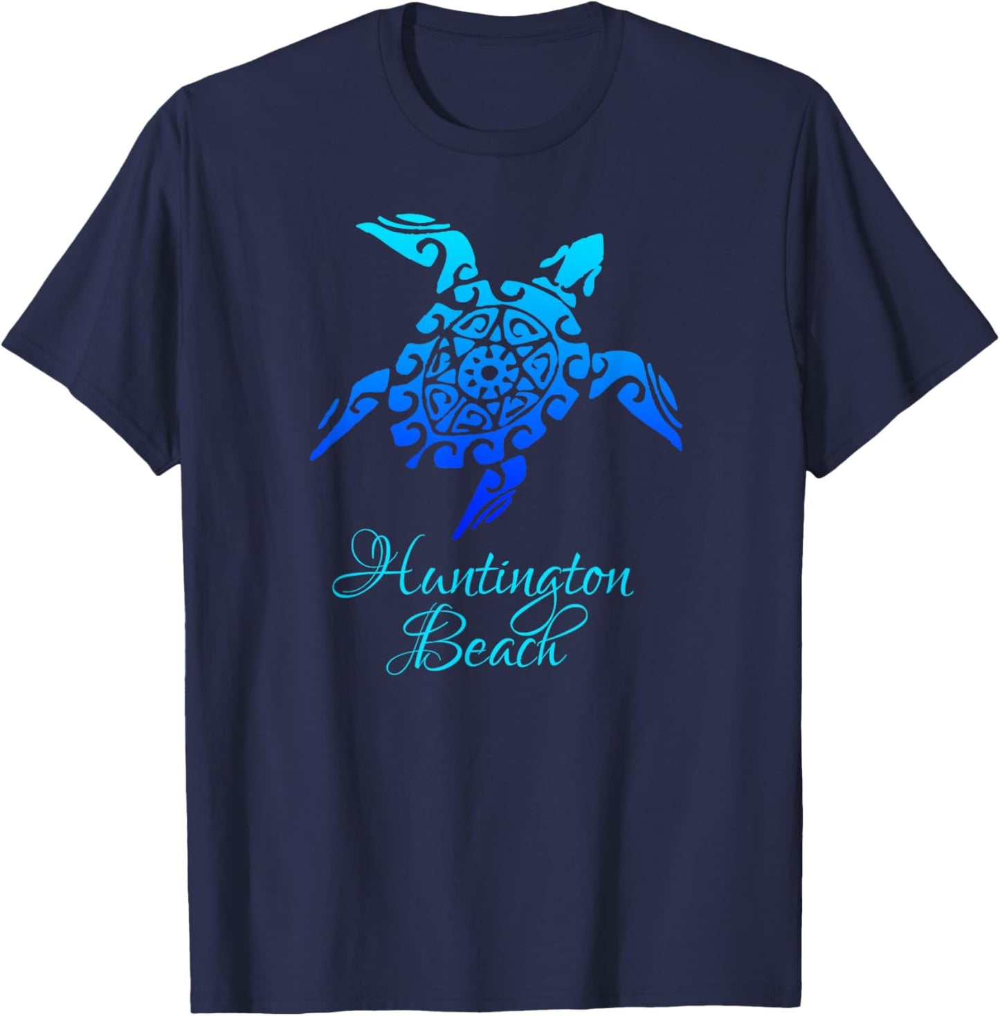 Huntington Beach, California Vintage Retro Tribal Sea Turtle Women Girls Kids T-Shirt - T-Shirt | Navy