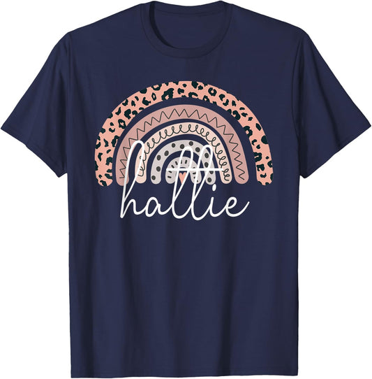 hattie Name Personalized Cute Women Rainbow Appreciation T-Shirt - T-Shirt | Navy