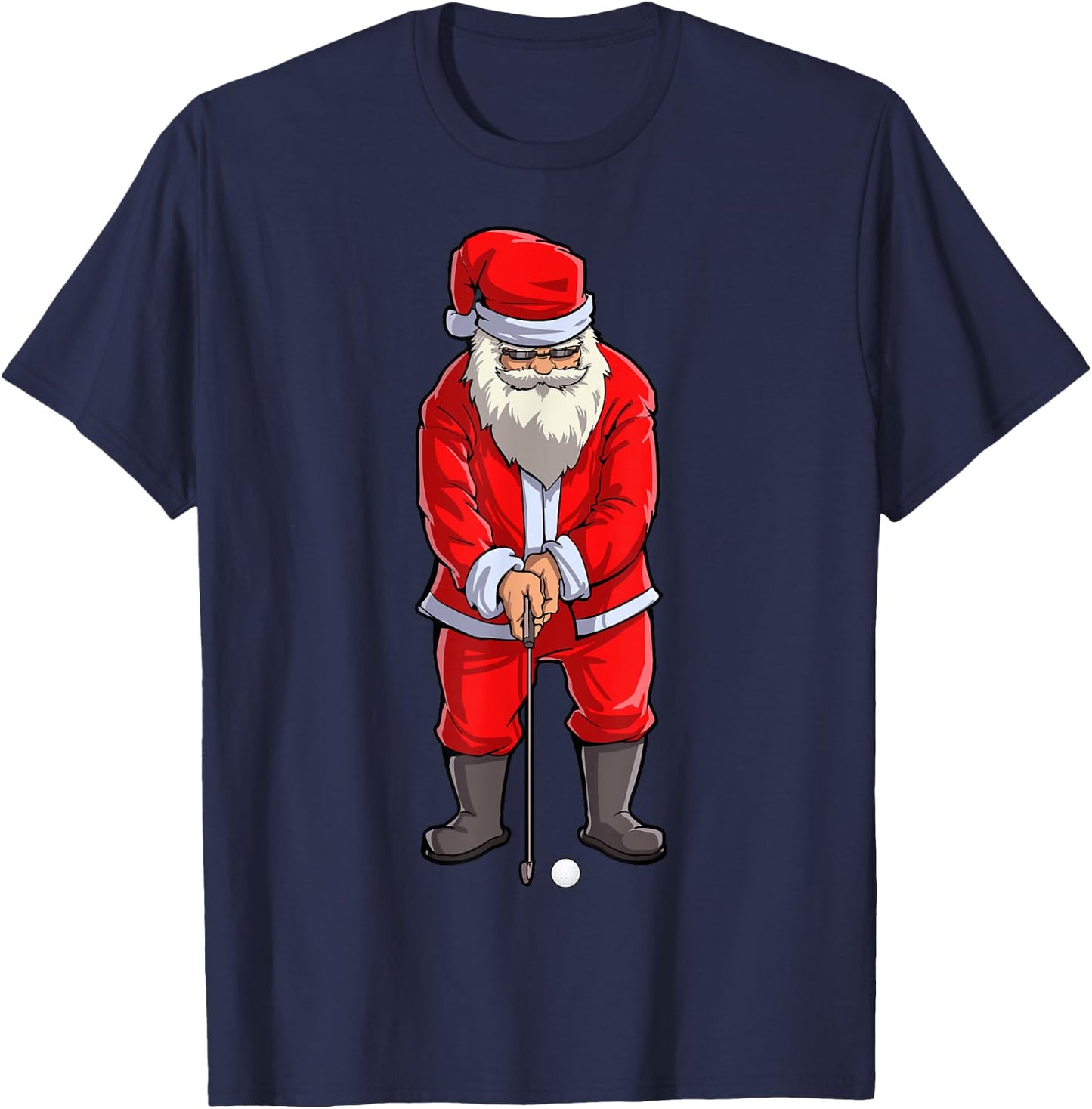 Santa Golf Club And Ball Sport Christmas Boys Golfer Golfing T-Shirt - T-Shirt | Navy
