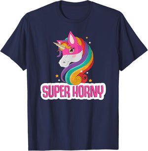 Unicorn Costume Adult Women Magic Horse Funny Super Horny T-Shirt - T-Shirt | Navy