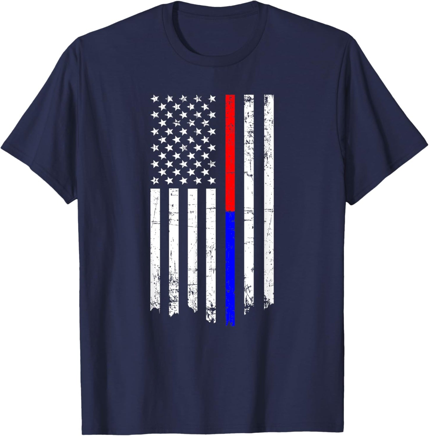 Thin Red & Blue Line American Flag T-Shirt - T-Shirt | Navy