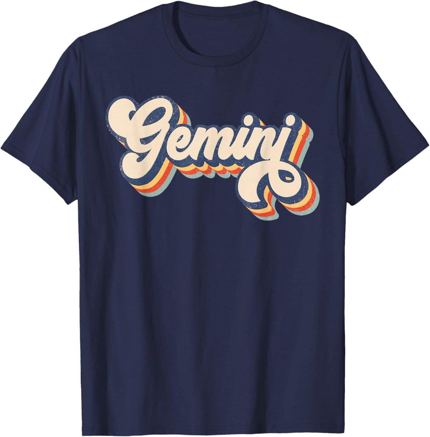 Gemini Retro Zodiac Sign May June Birthday T-Shirt - T-Shirt | Navy