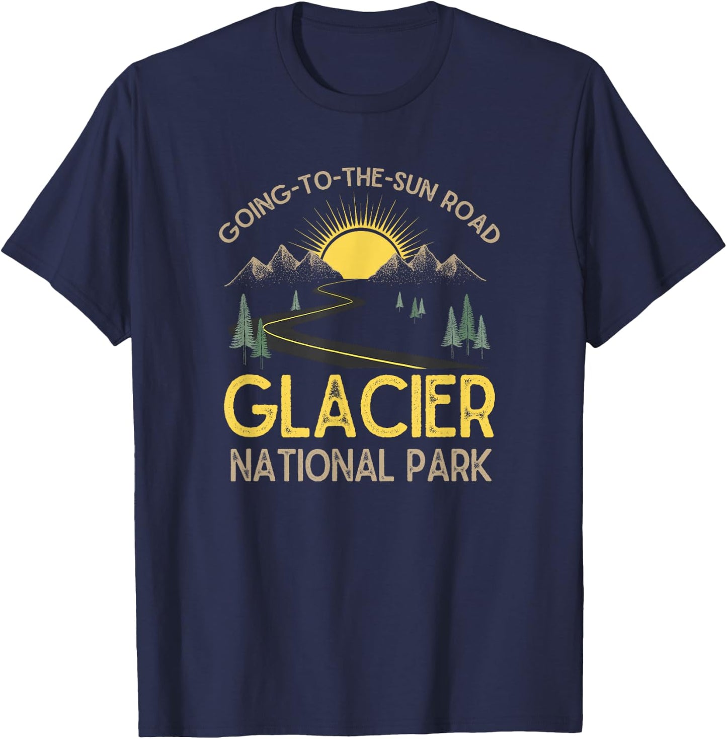 Going-To-The-Sun Road Glacier National Park Retro Montana T-Shirt - T-Shirt | Navy