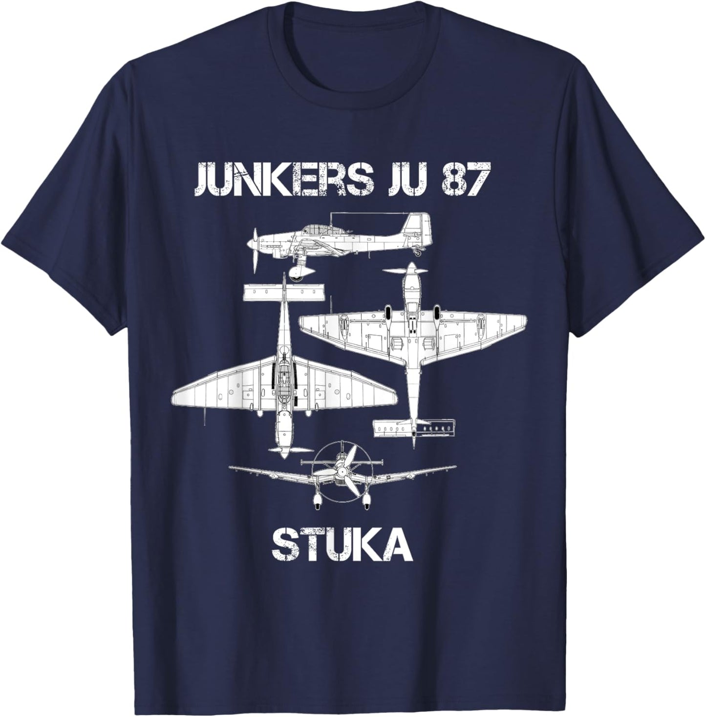 Junkers Ju 87 Stuka German WW2 Bomber Luftwaffe Airplane T-Shirt - T-Shirt | Navy