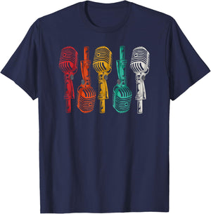 Karaoke Singer Retro Microphone - Funny Vintage Karaoke Gift T-Shirt - T-Shirt | Navy