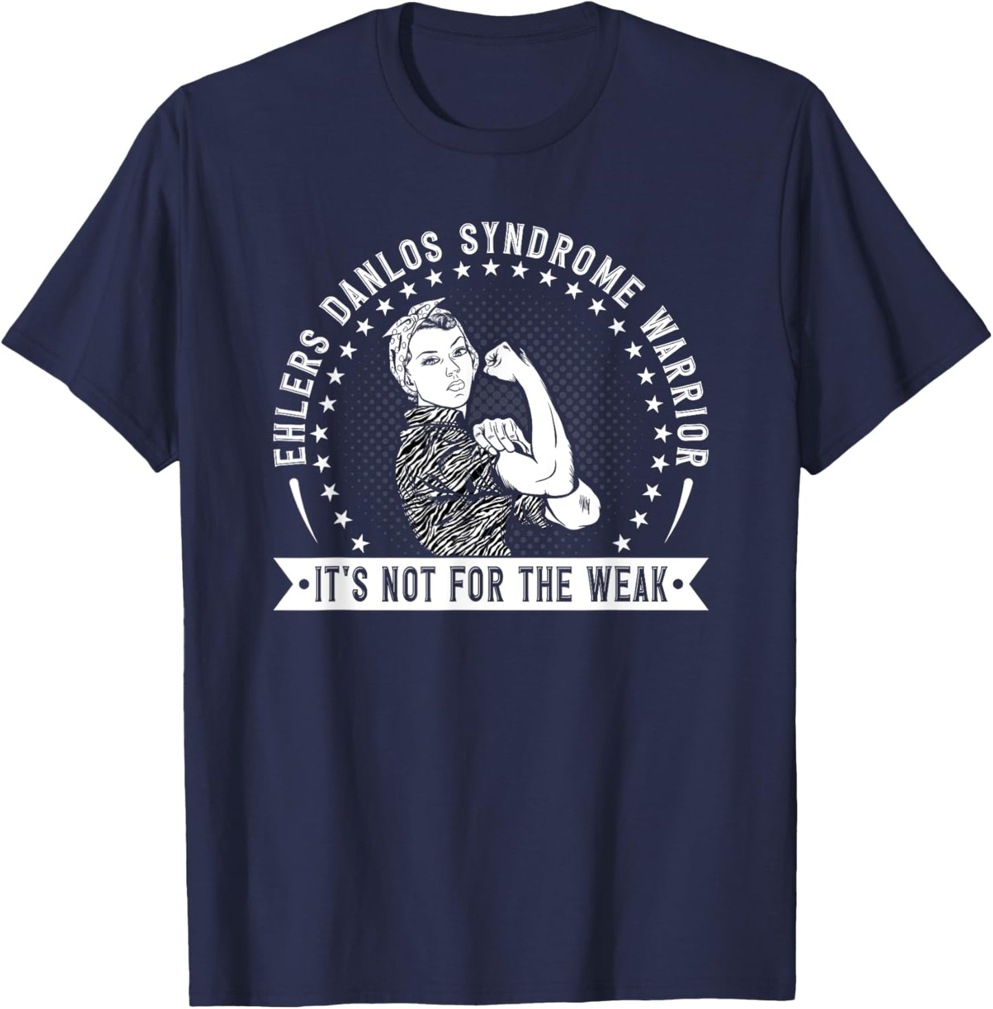 Ehlers Danlos Syndrome Warrior Zebra Stripes EDS T-Shirt - T-Shirt | Navy