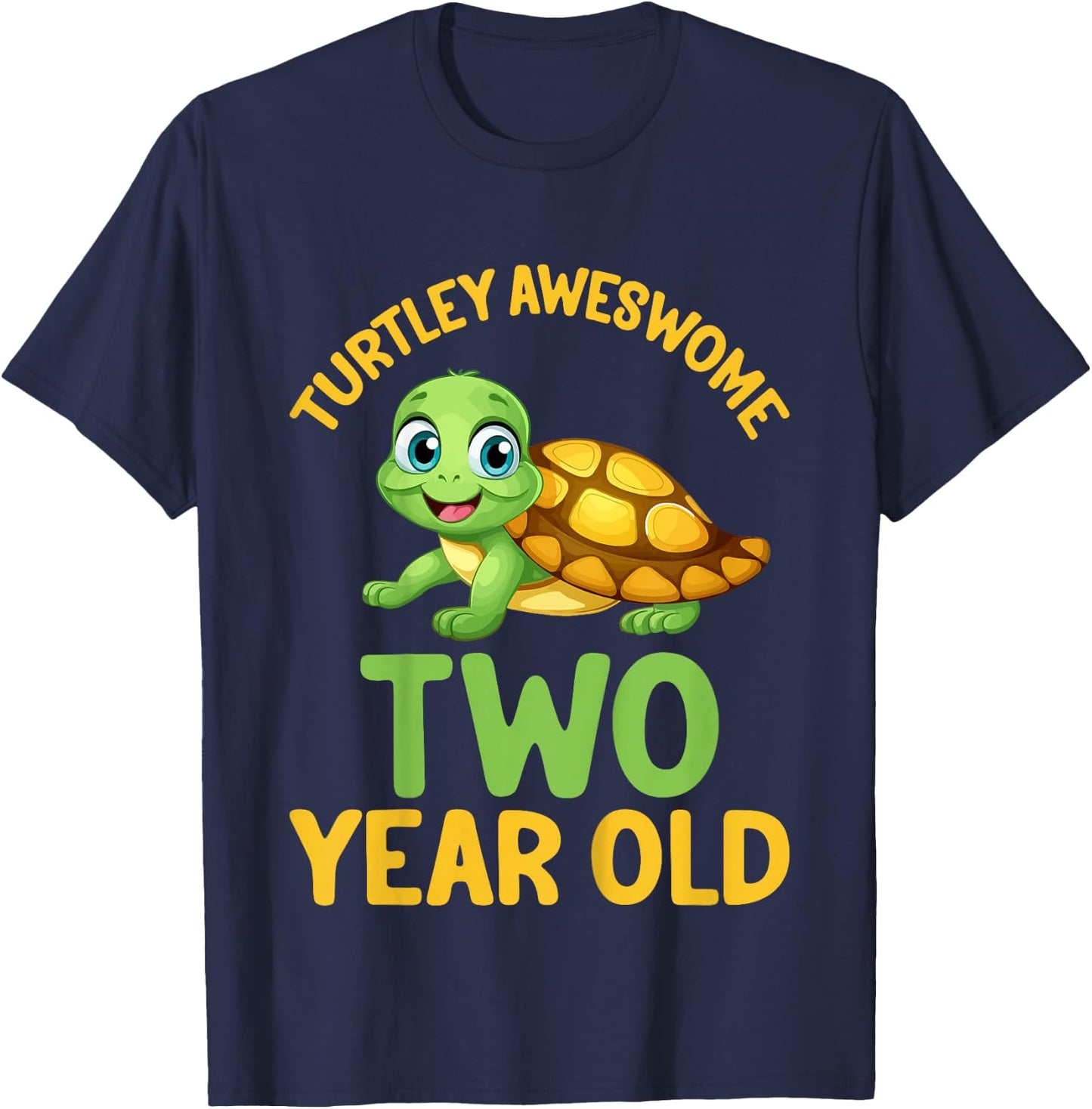 Kids Turtley Awesome Two Year Old Cute Turtle 2nd Birthday T-Shirt - T-Shirt | Navy