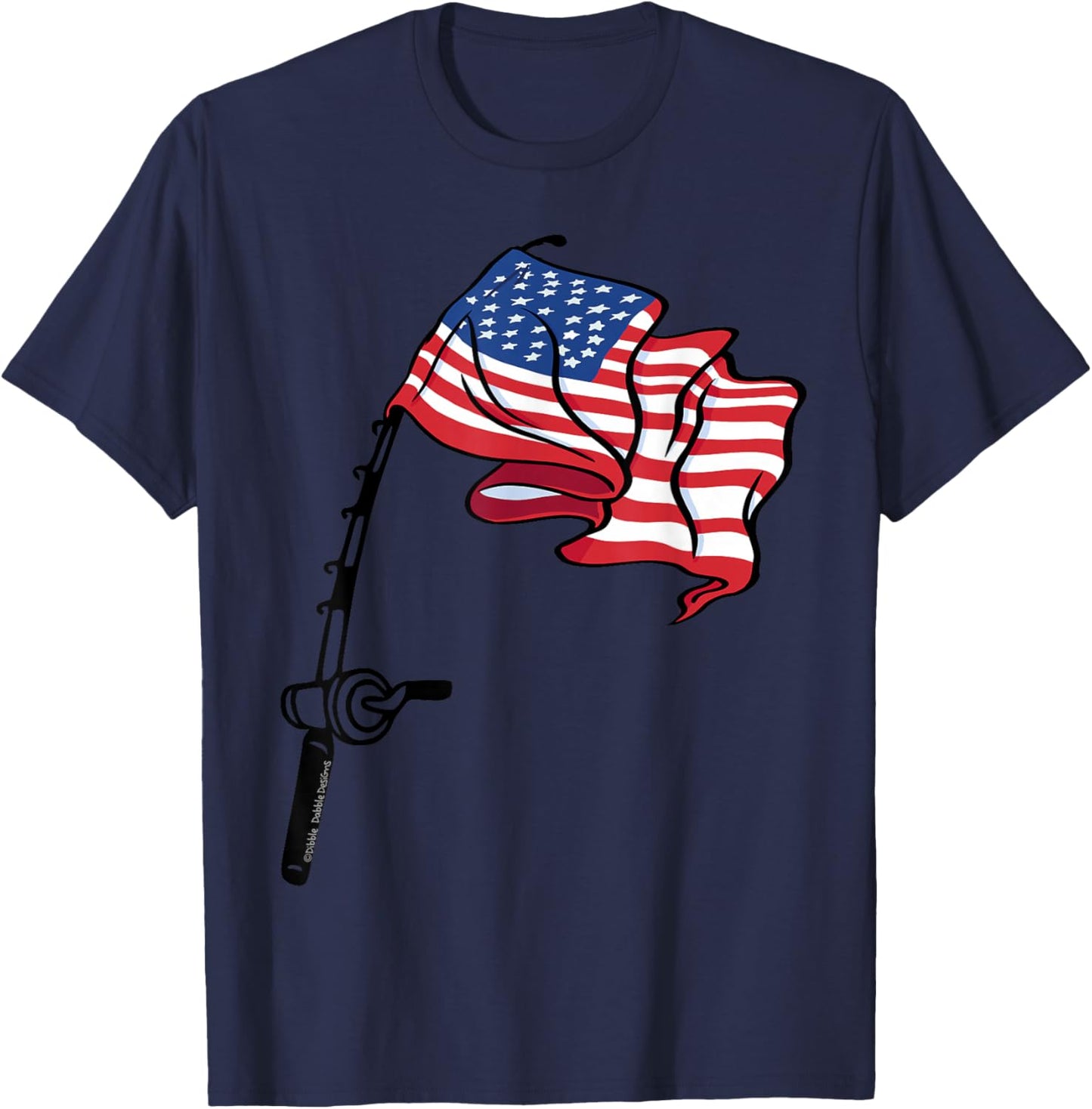Patriotic Fishing USA Flag Fisherman 4th of July T-Shirt - T-Shirt | Navy