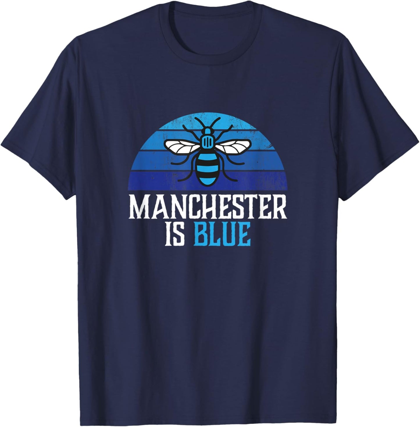 Manchester is Blue with Worker Bee and blue moon T-Shirt - T-Shirt | Navy