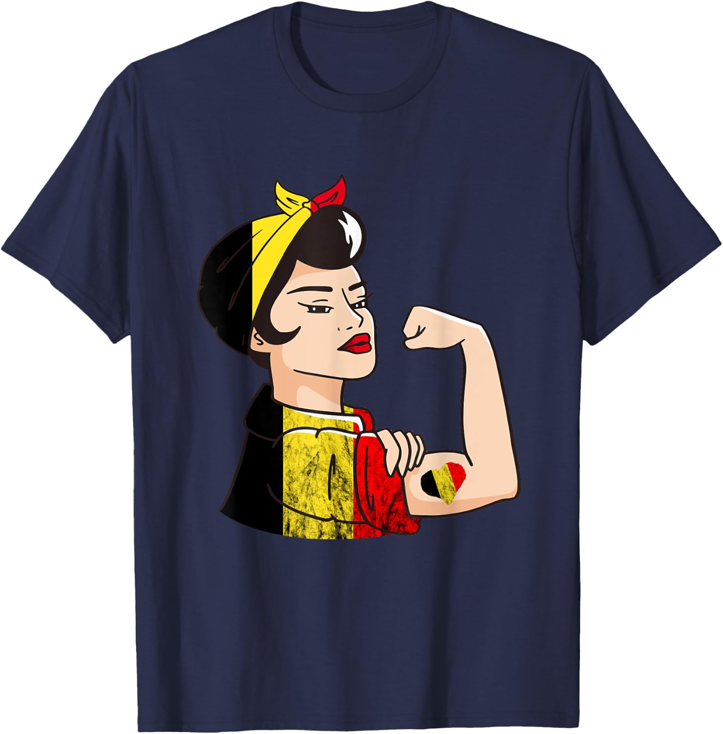 Belgian Woman Belgium Flag Belgian Roots Belgique Belgium T-Shirt - T-Shirt | Navy