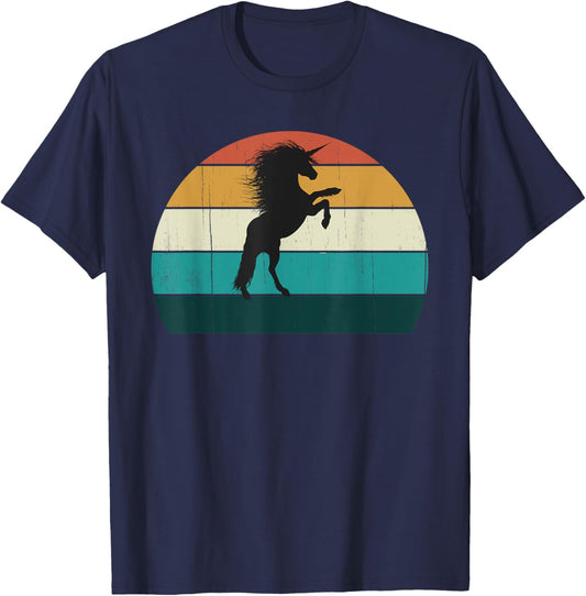 Fun Vintage Unicorn - Men Women or Kids - Retro Magic Horse T-Shirt - T-Shirt | Navy