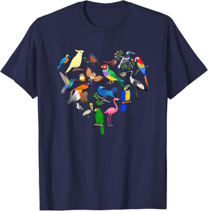 Birds Heart Birding Bird Watching Birder Cute Bird Lover T-Shirt - T-Shirt | Navy