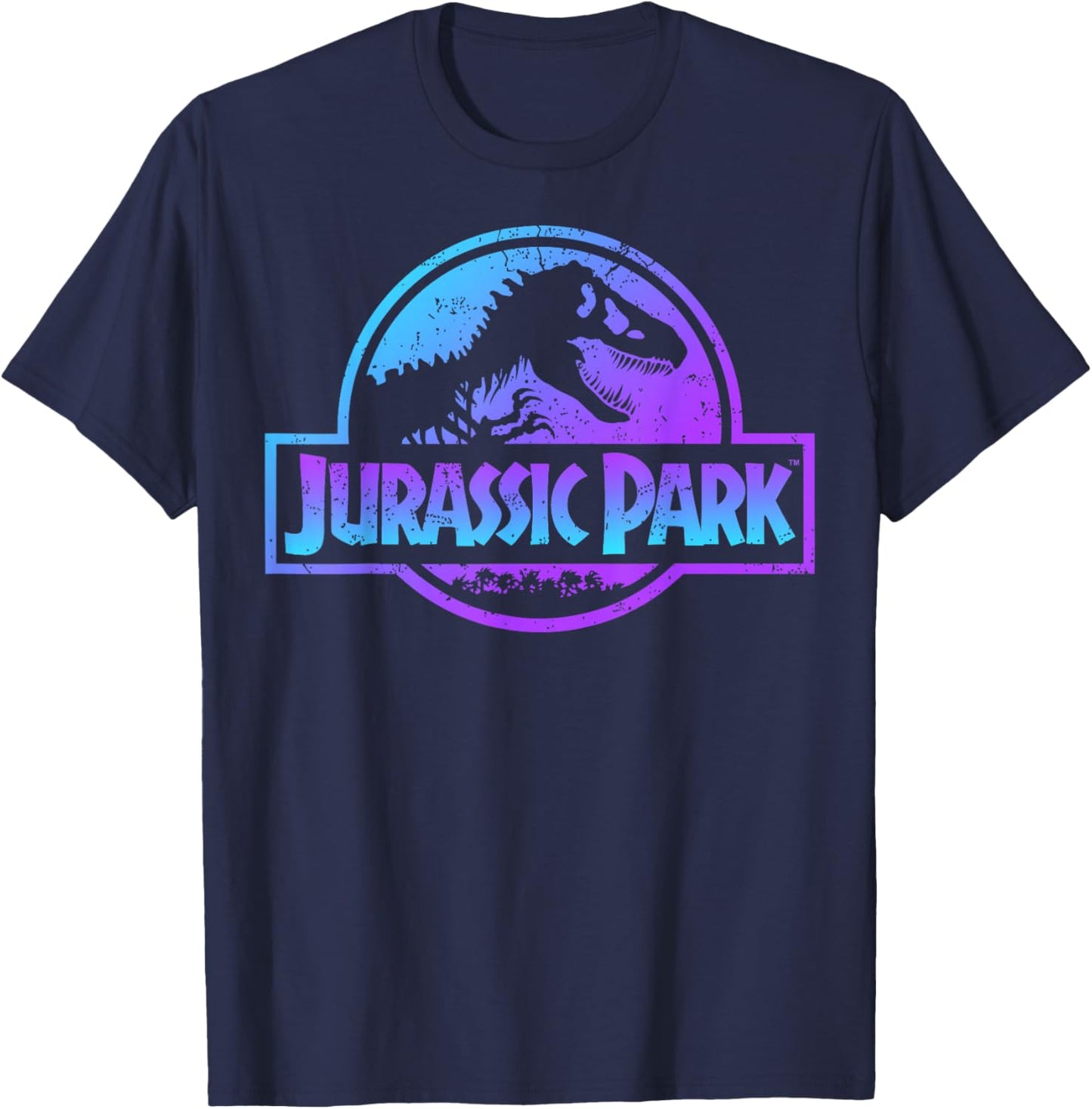 Fossil Logo Jurassic Park Blue Purple Gradient Fossil , Black, S T-Shirt - T-Shirt | Navy