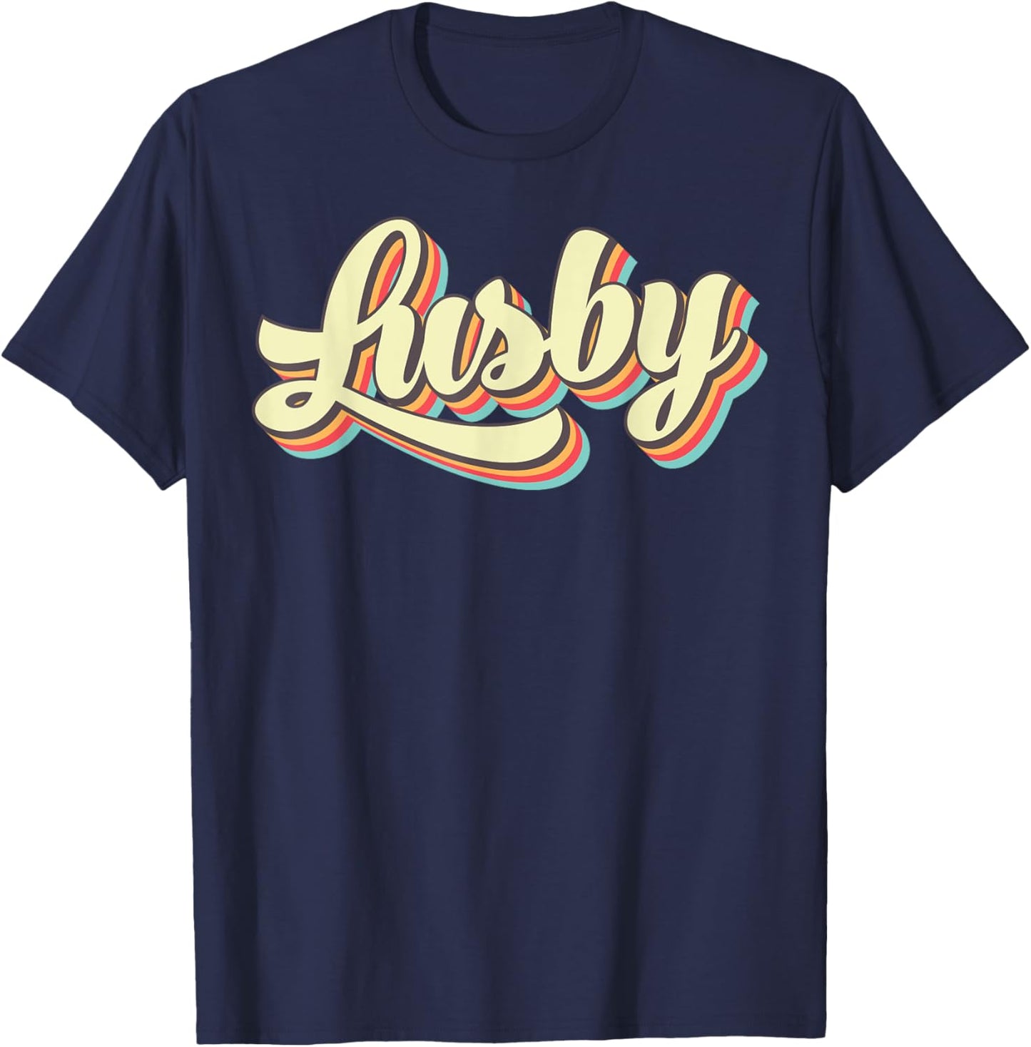 Lusby Retro Art Baseball Font Vintage T-Shirt - T-Shirt | Navy