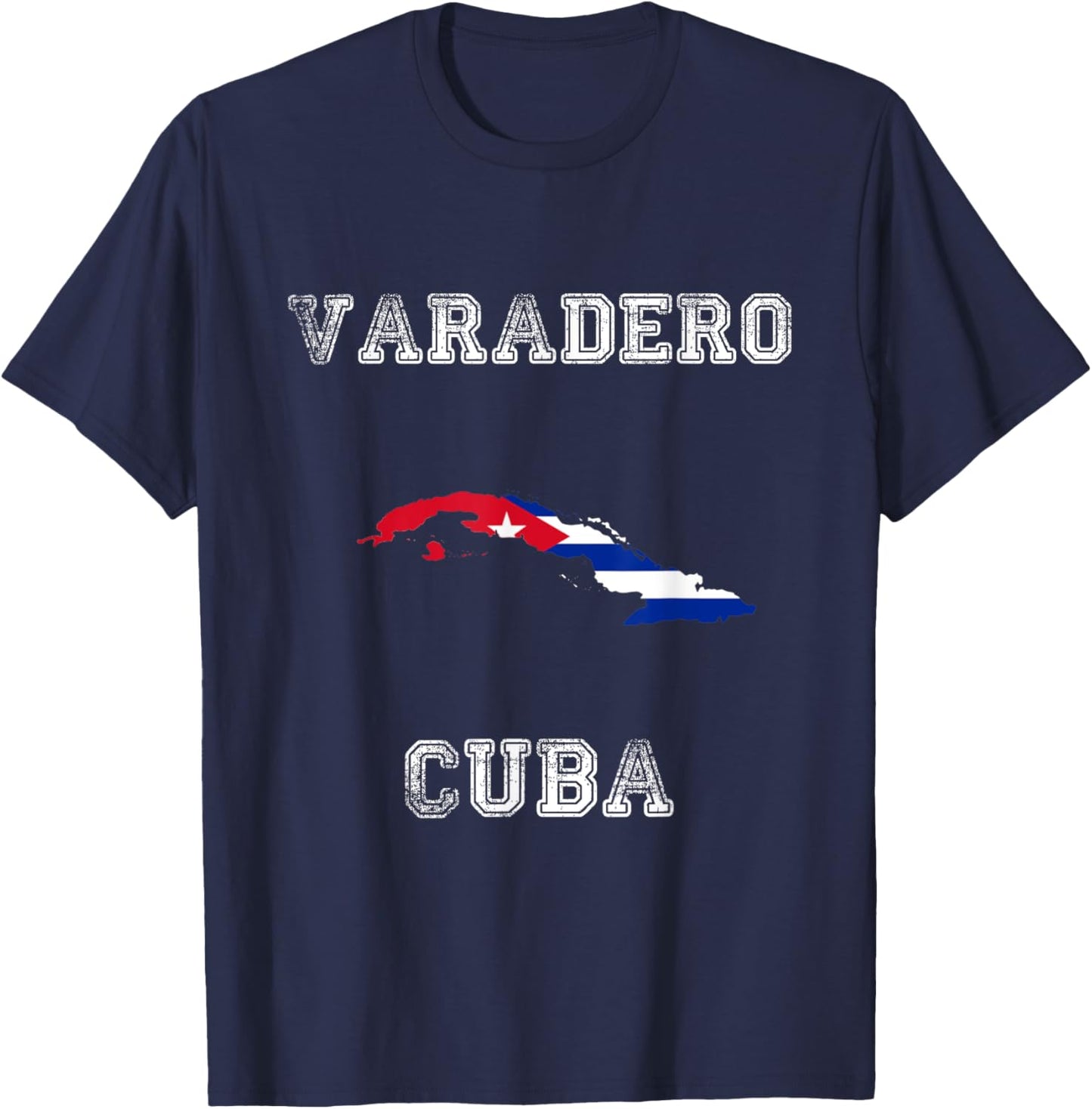 Retro Varadero Cuba Distressed Cuba Flag T-Shirt - T-Shirt | Navy