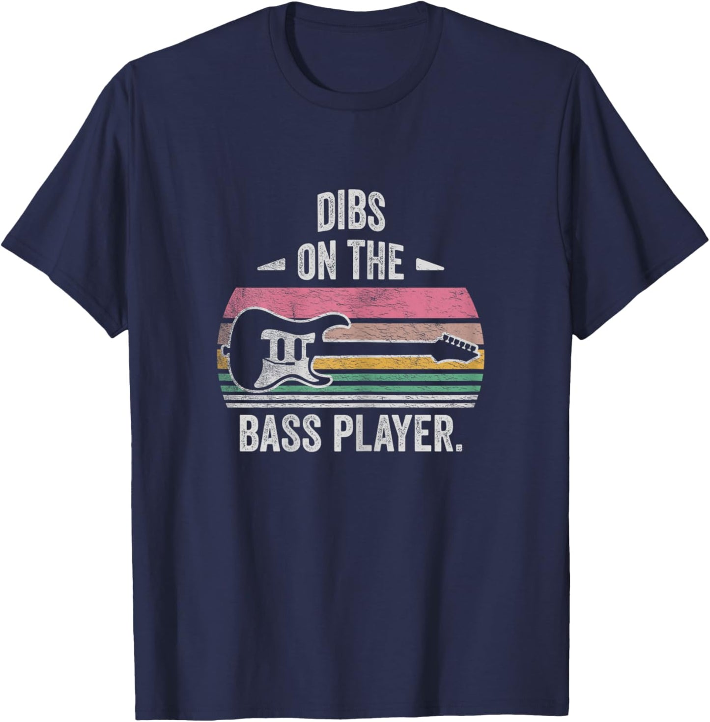 NICE 'N COOL Retro Vintage Dibs On The Bass Player Bassist , Female X-Small, Black T-Shirt - T-Shirt | Navy