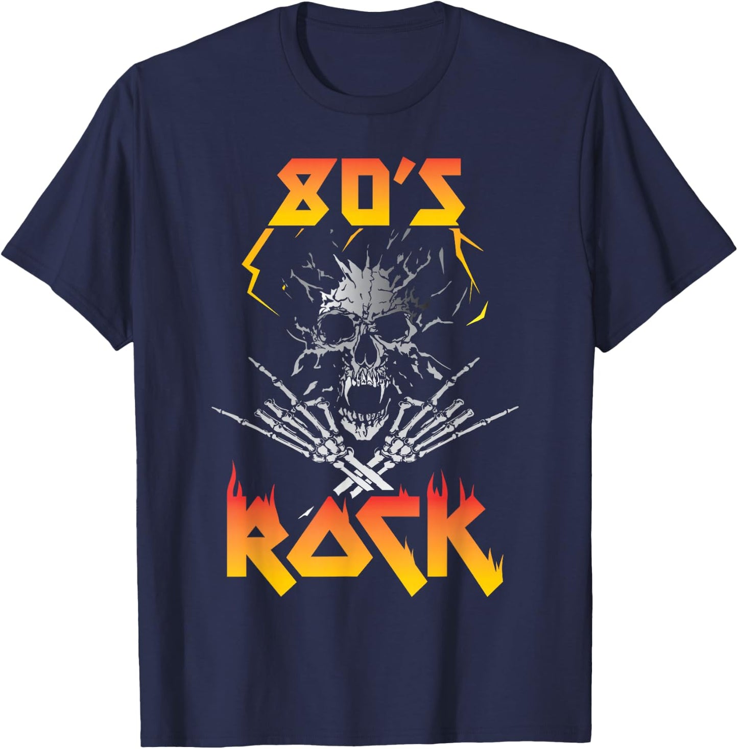 Faded 1980s Rock Roll for Eighties Rockers Band T-Shirt - T-Shirt | Navy