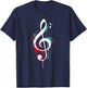Dripping Treble Clef and Musical Notes Design for Music Love T-Shirt - T-Shirt | Navy