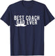 Best Coach Dad Ever Mustache Vintage T-Shirt - T-Shirt | Navy