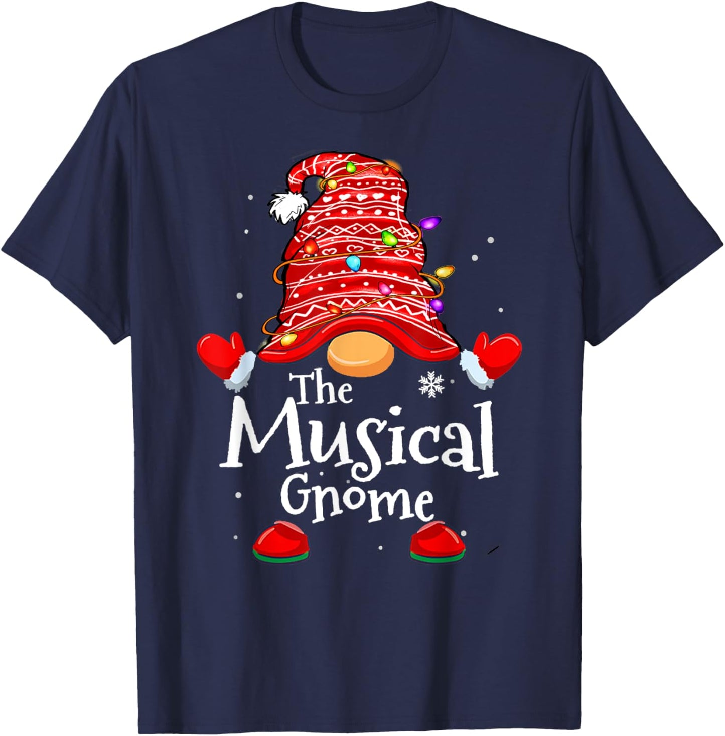 Musical Gnome - Xmas Family Matching Funny Christmas Gnomes T-Shirt - T-Shirt | Navy