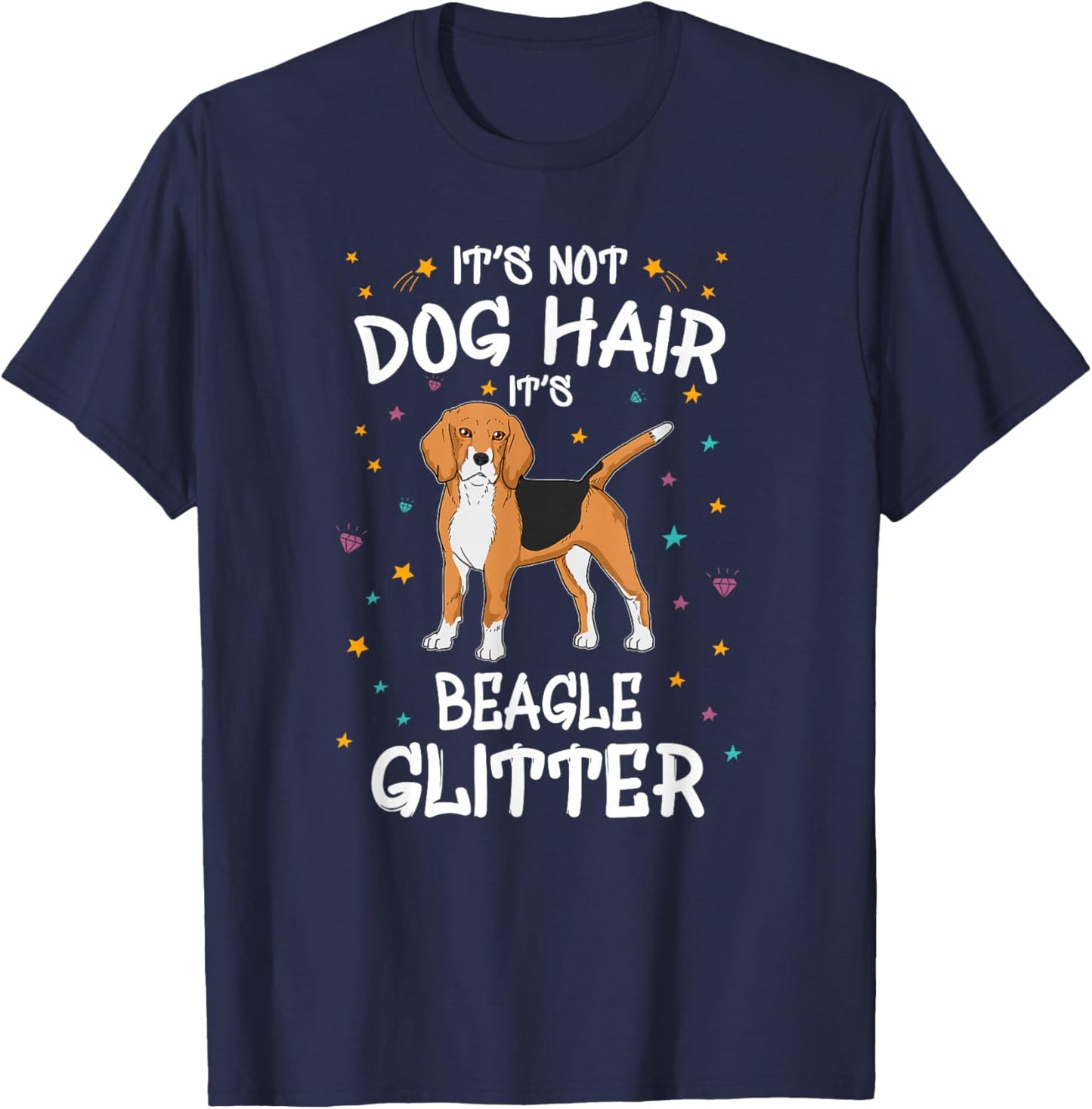 Beagle Glitter Dog Owner Gift Funny Dog T-Shirt - T-Shirt | Navy