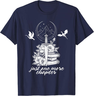 Just One More Chapter Book Dragon Romantasy Reader Bookish T-Shirt - T-Shirt | Navy