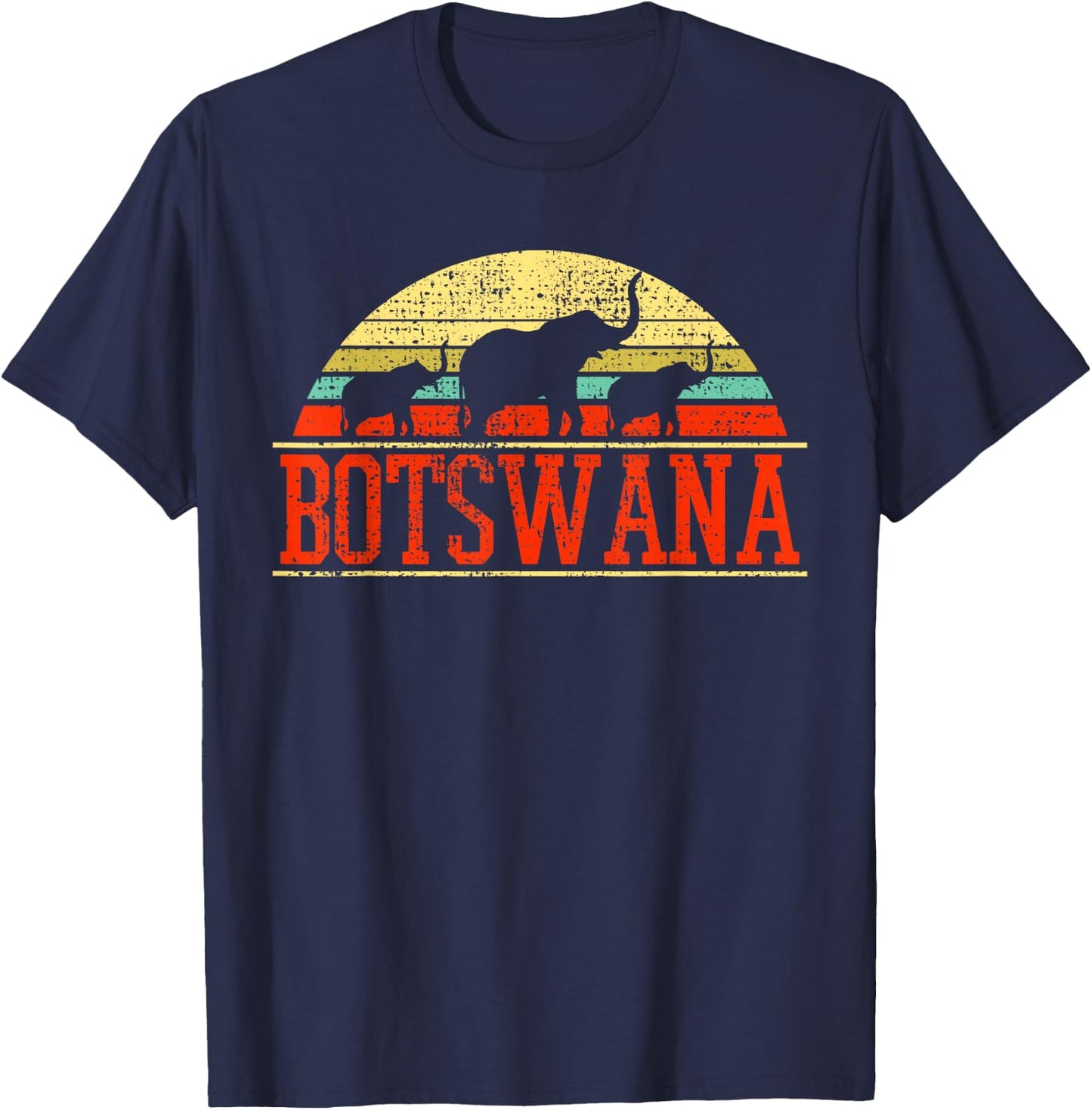 Botswana Safari Elephant Vintage T-Shirt - T-Shirt | Navy