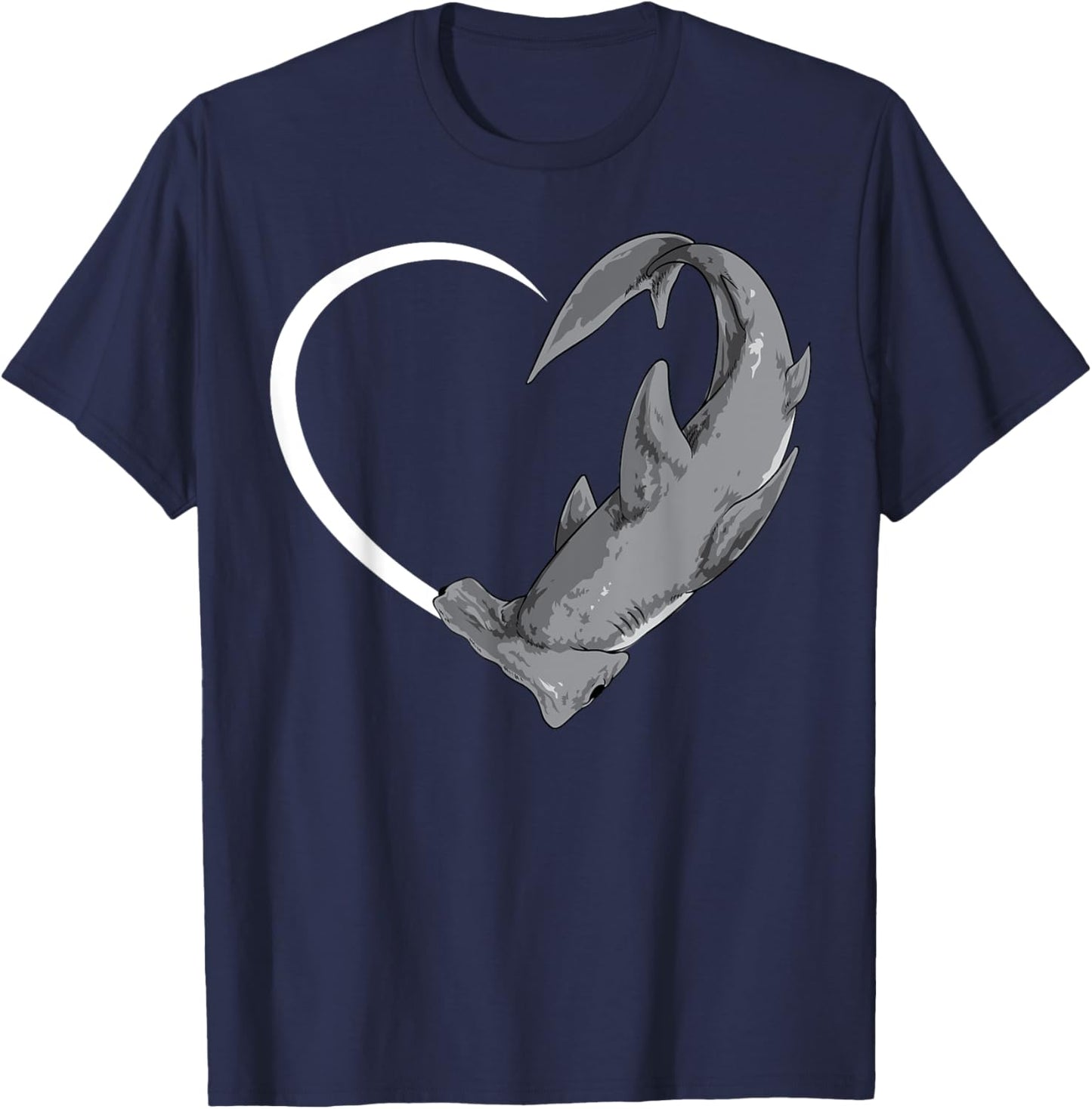 Hammerhead Shark Shirts Girls Kids Heart Cute T-Shirt - T-Shirt | Navy