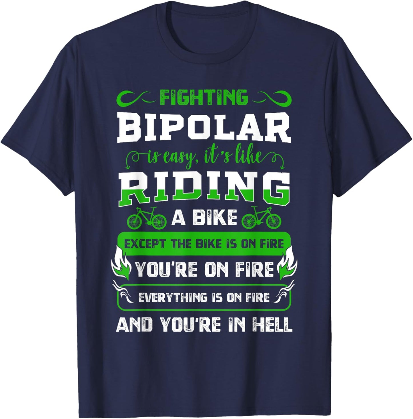 Bipolar Fighter Mania Mental Disorder Anxiety Psychosis T-Shirt - T-Shirt | Navy