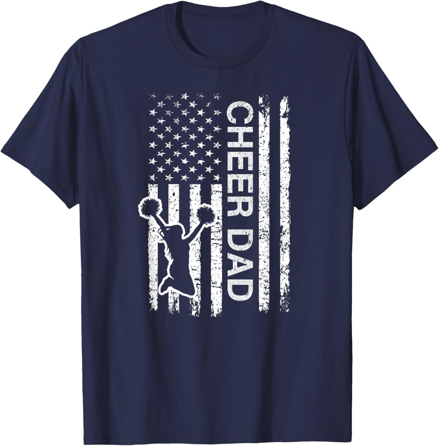 Cheer Dad Flag Royal Blue Cheerleading T-Shirt - T-Shirt | Navy