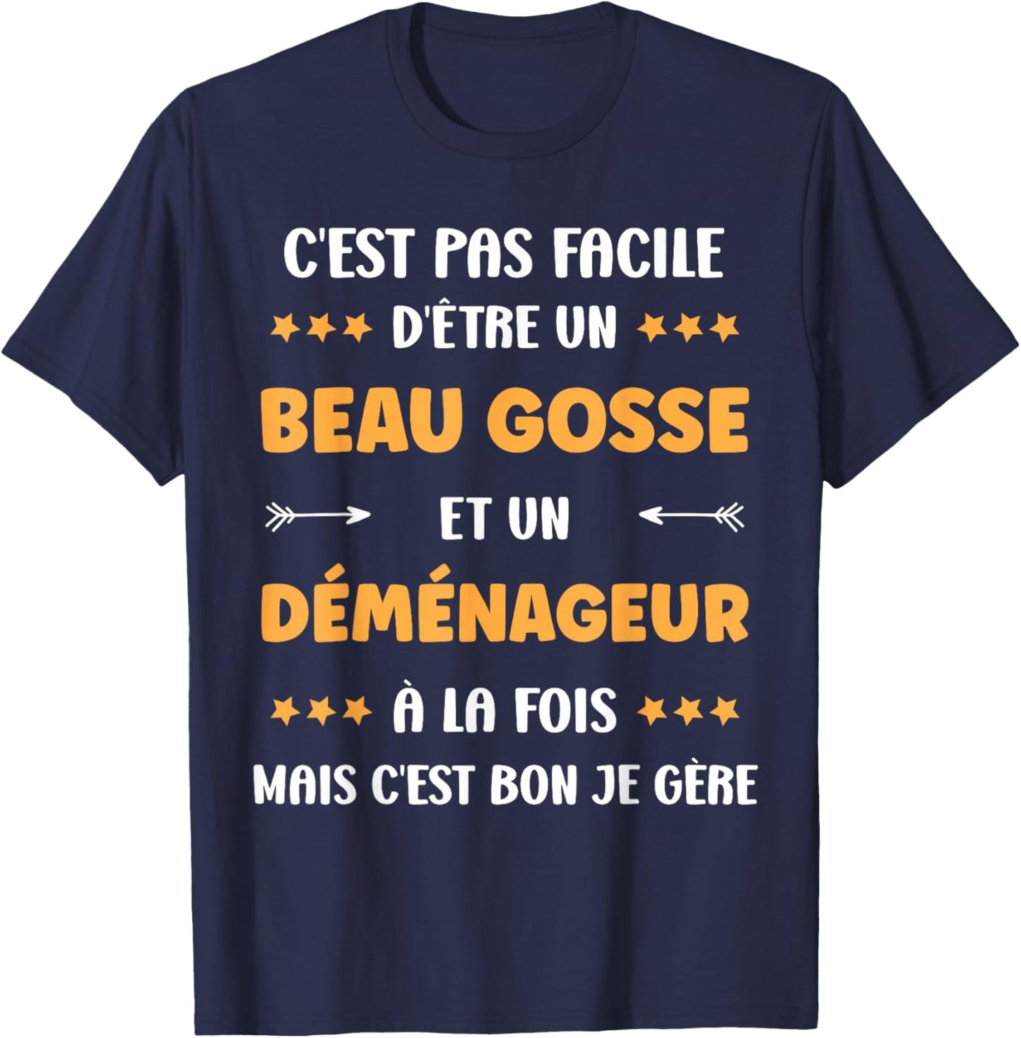 Departure Job Super Mover Humor Handsome Kid Mover , Black, S T-Shirt - T-Shirt | Navy