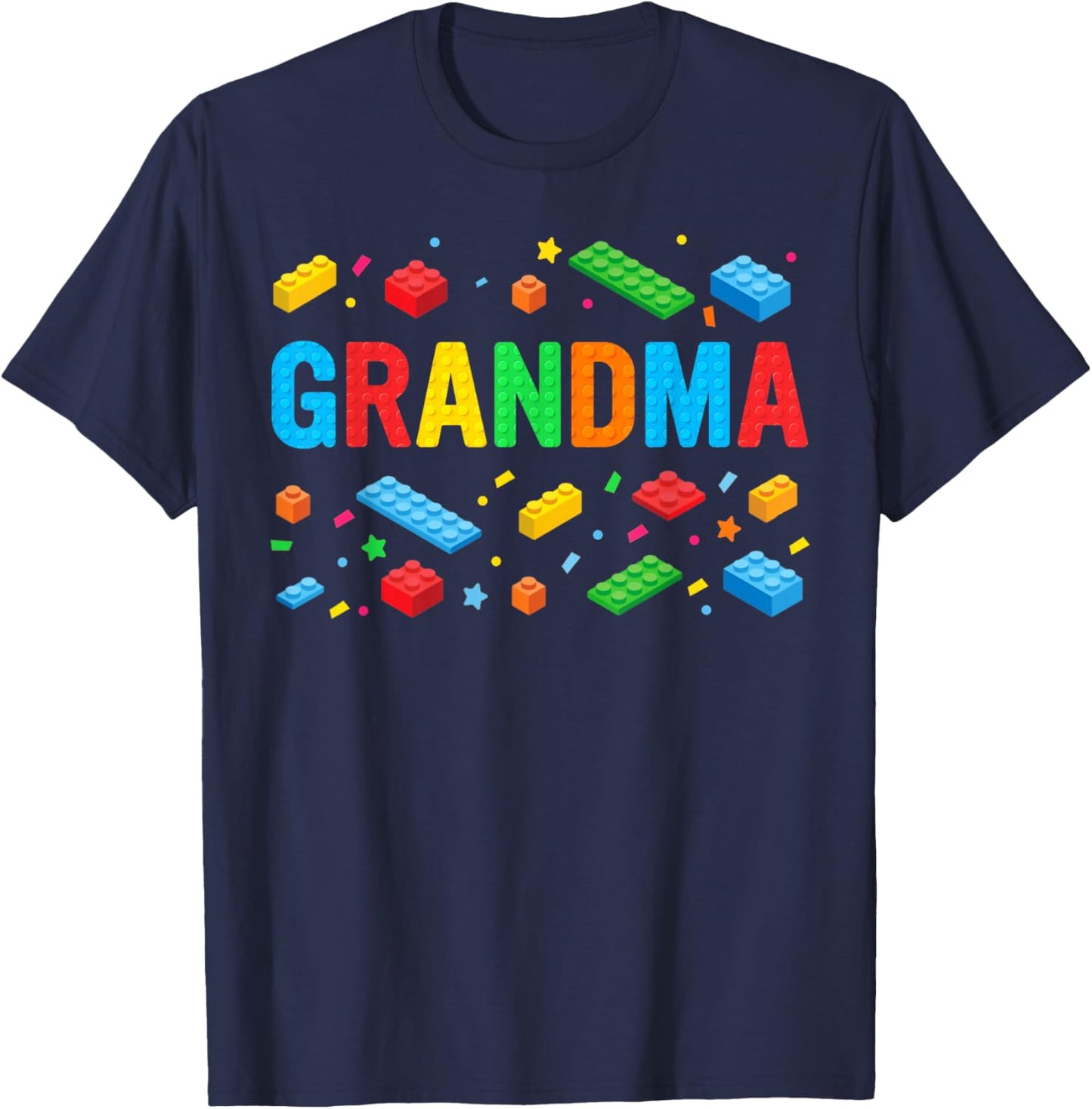 Grandma Master Builder Building Bricks Blocks Family Funny T-Shirt - T-Shirt | Navy